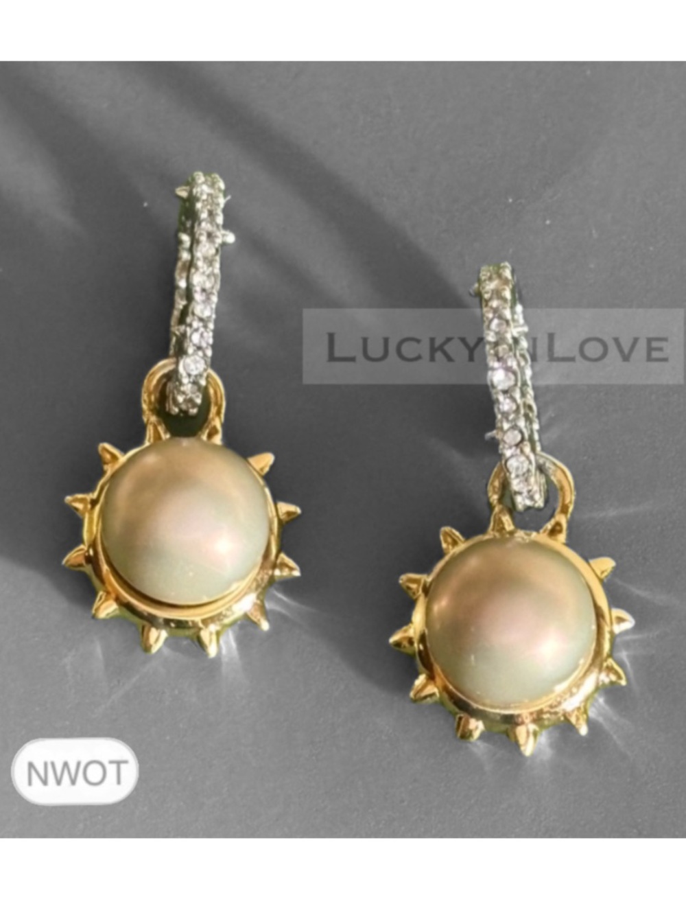 ALEXIS BITTAR • Brut Georgian Sunburst Pearl Studs Drop Earrings
